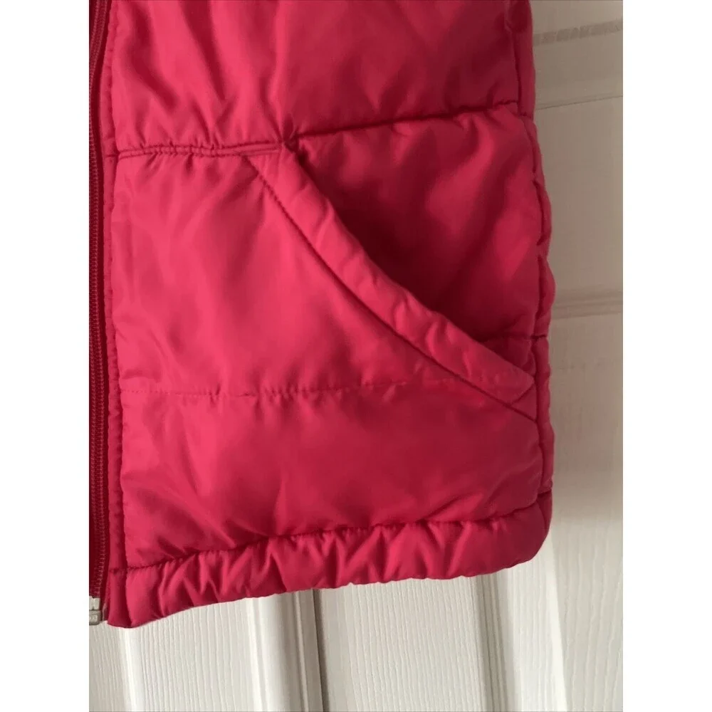 Columbia Girls FLAW Sz S -8 Reversible Puffer Vest Pink Pockets  Zip Pockets